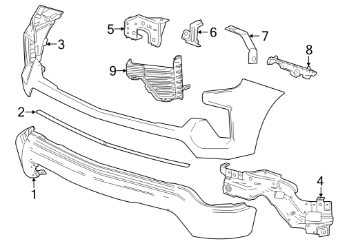 2022 Chevy Silverado 1500 LTD Bumper & Components - Front Diagram 4 - Thumbnail