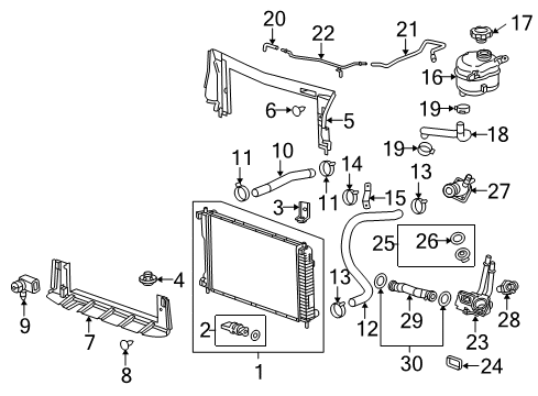 2012 Chevy Equinox Radiator & Components Diagram