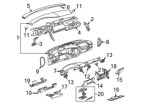 2000 Buick Century Panel Assembly, Instrument Panel Upper Trim *Neutral Diagram for 10430621