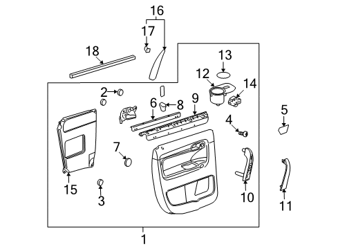 2008 Saturn Outlook Interior Trim - Rear Door Diagram