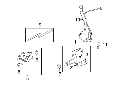 2009 Saturn Outlook Lift Gate - Wiper & Washer Components Diagram