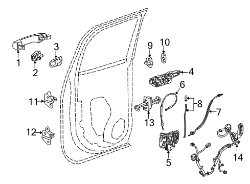 2016 Chevy Silverado 2500 HD Rear Door - Lock & Hardware Diagram 2 - Thumbnail