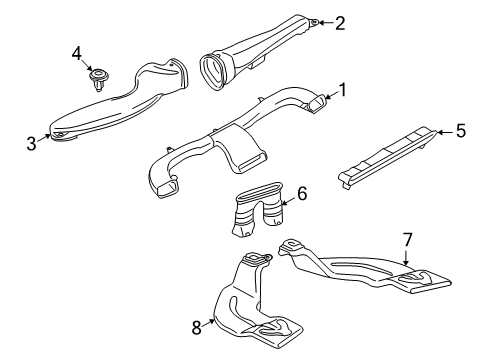 2008 Saturn Astra Duct,Floor Front Air Outlet Diagram for 13113826