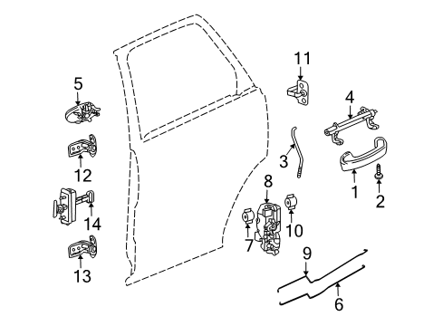 2007 Saturn Vue Rear Side Door Lock Assembly Diagram for 15900263