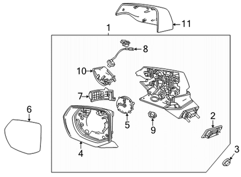 2022 Cadillac Escalade ESV Mirror, O/S Rr View (Refl Glass & Bkg Plt) Diagram for 84315163