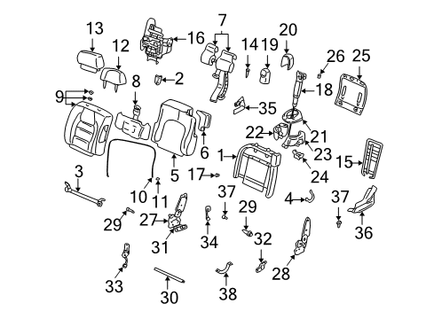 2001 Cadillac DeVille Bracket,Driver Seat Shoulder Belt Opening Trim Cover Diagram for 12493008