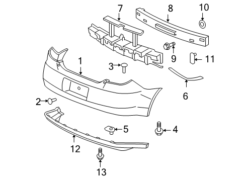 2009 Pontiac G6 Bracket, Rear Bumper Fascia Diagram for 20851701