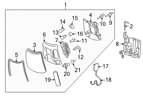 2004 Cadillac Escalade Headlamp Components, Side Marker Lamps Diagram