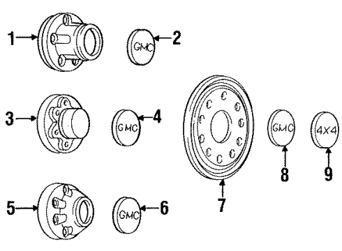 1993 GMC C2500 Wheels, Covers & Trim Diagram 5 - Thumbnail