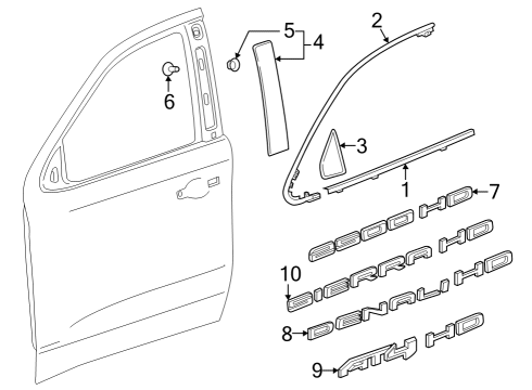 2021 GMC Sierra 3500 HD Exterior Trim - Front Door Diagram