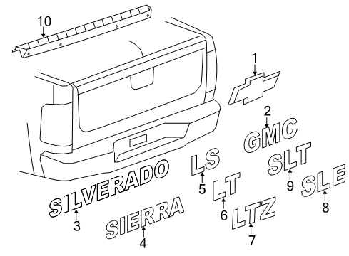 2011 Chevy Silverado 2500 HD Exterior Trim - Pick Up Box Diagram 10 - Thumbnail