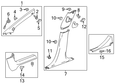 2011 Chevy Volt Interior Trim - Pillars, Rocker & Floor Diagram