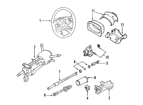 2005 Cadillac XLR Steering Column, Steering Wheel Diagram