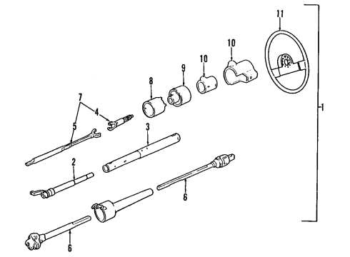 1992 Chevy S10 Steering Wheel Assembly *Black Diagram for 17998937