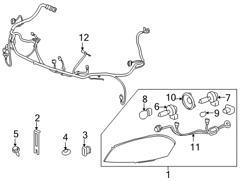 2015 Chevy Impala Limited Capsule/Headlamp/Fog Lamp Headlamp Diagram for 25958359