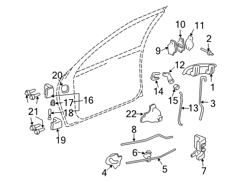 1997 Chevy Cavalier Rod Assembly, Front Side Door Outside Handle Diagram for 22574374