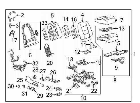 2021 Chevy Equinox Passenger Seat Components Diagram