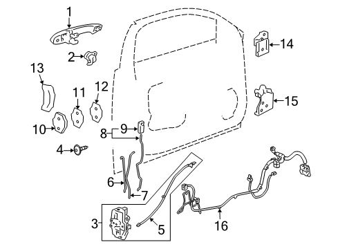 2015 Chevy Impala Limited Cylinder Kit, Front Side Door Lock (Uncoded) Diagram for 15822396