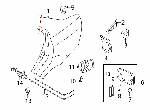 2010 Chevy Aveo Hinge,Fuel Tank Filler Door Diagram for 96648218