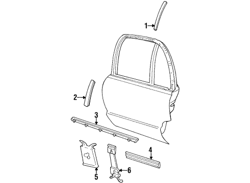 1992 Buick LeSabre MOLDING, Door Edge Diagram for 25555043