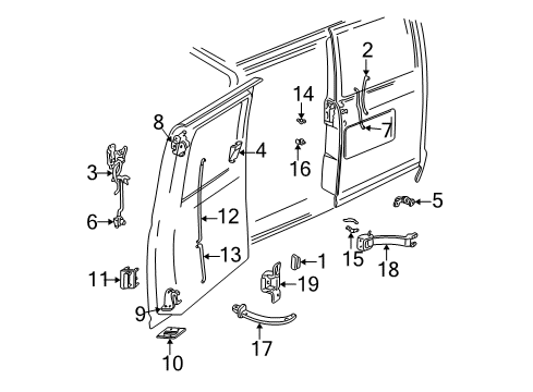 1988 GMC Safari Bracket Assembly, Rear Door Check Diagram for 15592674