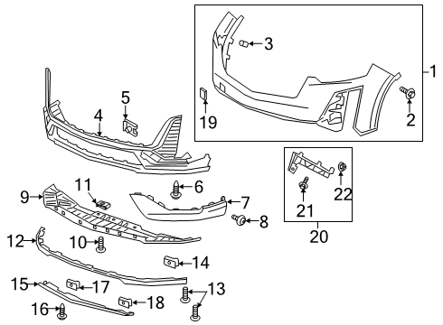 2020 Cadillac XT6 Molding, Front Bpr Fascia *Serv Primer Diagram for 84663543