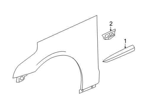 2017 Cadillac CT6 Molding Assembly, Front Fender Front *Chrome M Diagram for 23409492