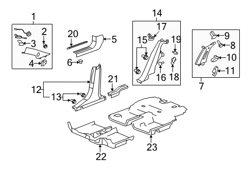 2007 Saturn Aura Retainer, Body Side Rear Trim Panel (Push In) *Ebony Diagram for 22731899