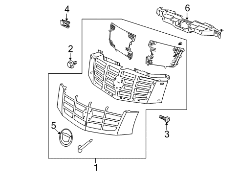 2007 Cadillac Escalade Grille Asm,Front *Gray *Gray Diagram for 19260453