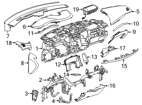 2016 Cadillac Escalade Panel Assembly, I/P Upr Tr *Choccachino Diagram for 84256835