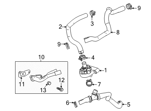 2020 Buick Regal Sportback Gasket, Heater Outlet Pipe Diagram for 12647308