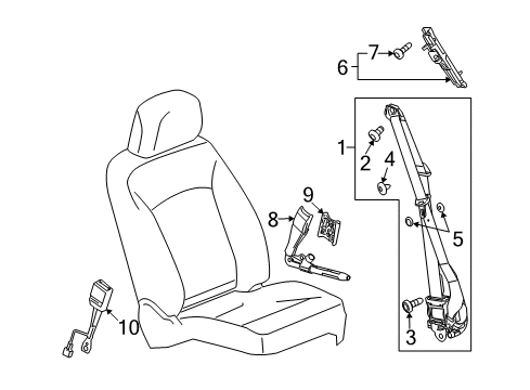 2014 Buick LaCrosse Passenger Seat Belt Kit (Buckle Side) *Cocoa Diagram for 19301310