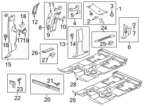 2011 Chevy Silverado 2500 HD Molding Assembly, Center Pillar Upper Garnish *Gran L Cshmr Diagram for 15853994