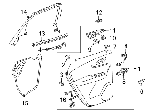 2024 Chevy Blazer Interior Trim - Rear Door Diagram