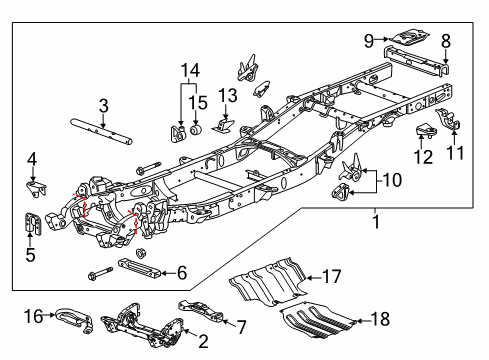 2015 GMC Sierra 2500 HD Hanger Kit,Rear Spring Front Diagram for 19256643