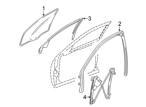 2009 Cadillac STS Front Door - Glass & Hardware Diagram