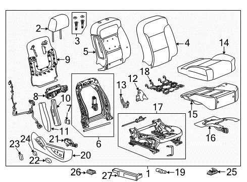 2020 GMC Yukon XL Passenger Seat Components Diagram 3 - Thumbnail