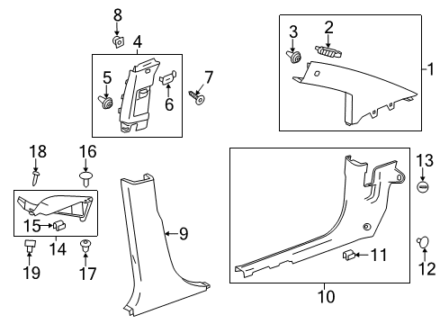 2014 Chevy Spark EV Interior Trim - Pillars, Rocker & Floor Diagram