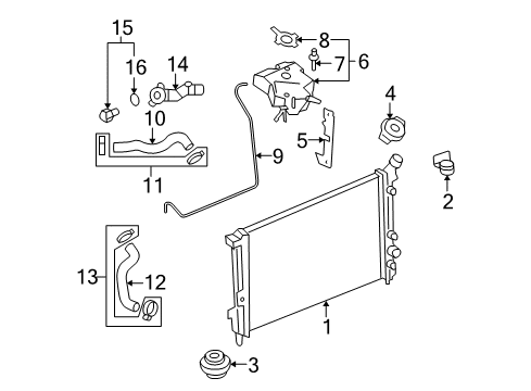 2005 Chevy Uplander Radiator & Components Diagram