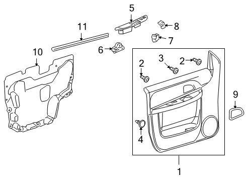 2006 Buick Terraza Plate Assembly, Front Side Door Armrest Switch Mount *Ebony Diagram for 15243775