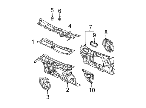 2007 Saturn Ion Cowl Diagram 2 - Thumbnail