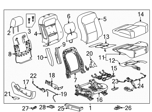 2015 GMC Sierra 2500 HD Passenger Seat Components Diagram 4 - Thumbnail