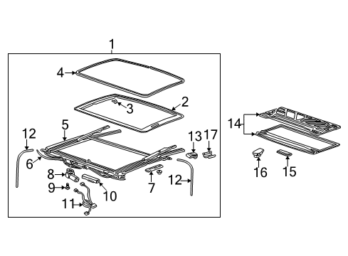 2000 Chevy Monte Carlo Module Asm,Sun Roof <Use 1C3J 3100A> Diagram for 12458570