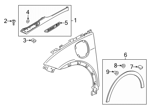 2020 Chevy Bolt EV Molding Assembly, Front Wheel Opening Diagram for 42617384