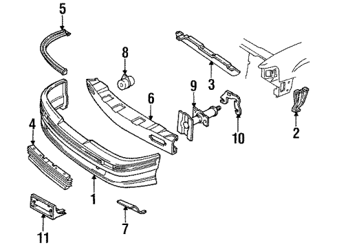 1989 Pontiac Grand Am Front Bumper Diagram 2 - Thumbnail