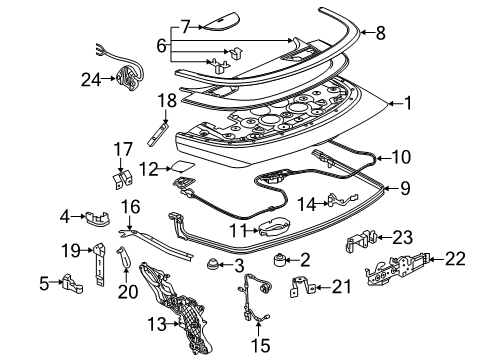 2018 Buick Cascada Latch Assembly, Folding Top Stowage Compartment Lid Diagram for 13369973