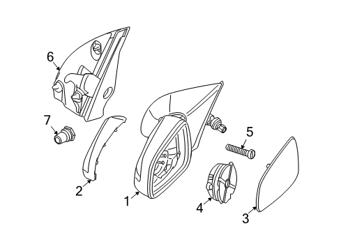 2008 Saturn Astra Filler,Front Side Door Outside Rear View Mirror Diagram for 13156110