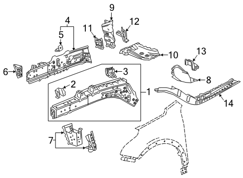 2023 Cadillac XT4 Structural Components & Rails Diagram 2 - Thumbnail