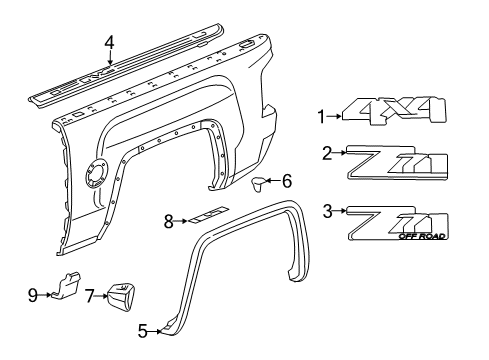 2016 GMC Sierra 2500 HD Exterior Trim - Pick Up Box Diagram 2 - Thumbnail