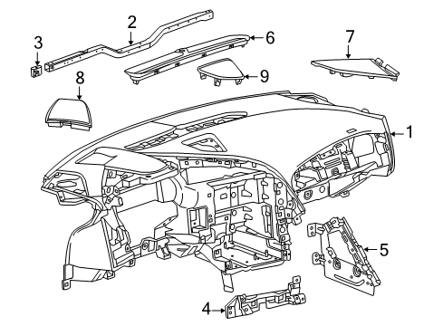 2014 Chevy Corvette Bracket Assembly, Instrument Panel Accessory Diagram for 23164273